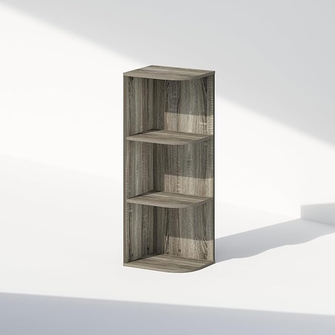 Furinno Reed Corner Shelf, 3-Tier Corner Bookshelf, Book Shelf, Corner Shelves - Image 5
