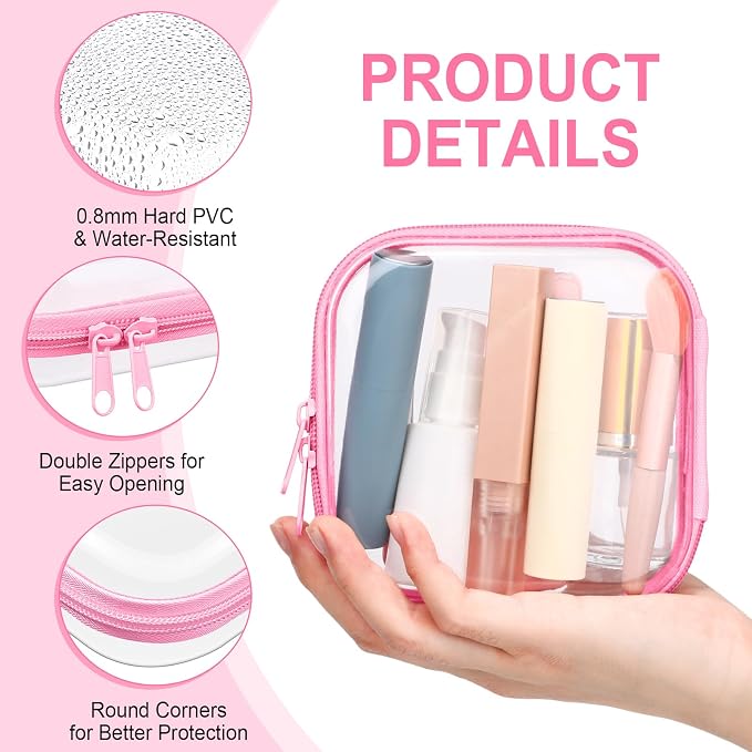 Sanwuta 6 Pcs Clear Hard Zipper Case Hard Plastic Zipper Pouches Transparent - Image 3