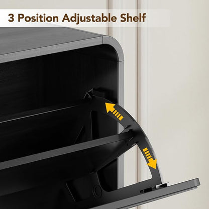 Decofy Shoe Cabinet with 2 Flip Drawers, Expanded Panel - Image 3