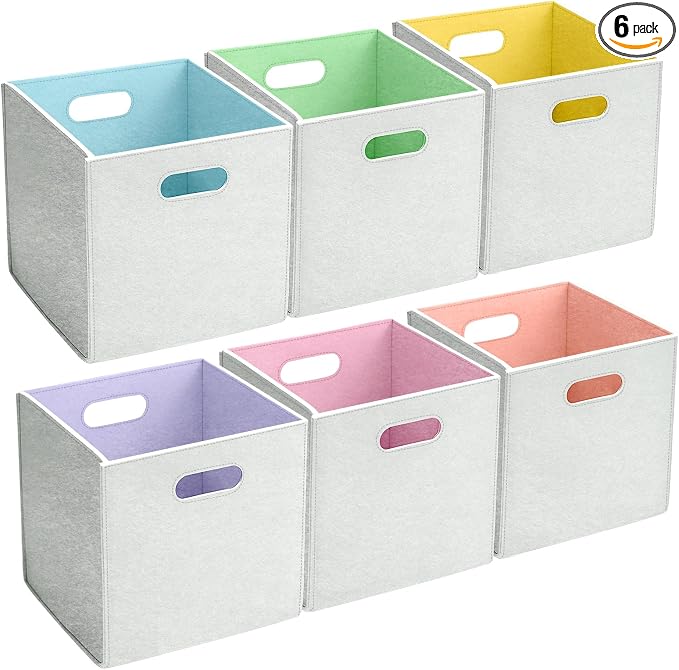 6 Pcs 11 Inch Colorful Felt Storage Cubes by Unknown