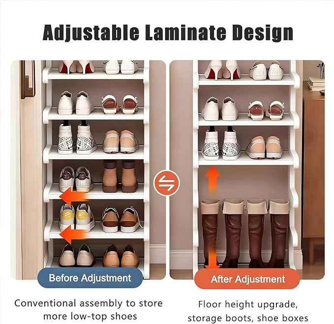7-Tier Vertical Shoe Rack, Bamboo Free Standing Shoe Rack Shelf, Shoe Storage - Image 5