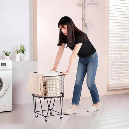 VEVOR Laundry Basket with Wheels, Metal Storage Cart Deep Set Rolling Mesh - Image 8
