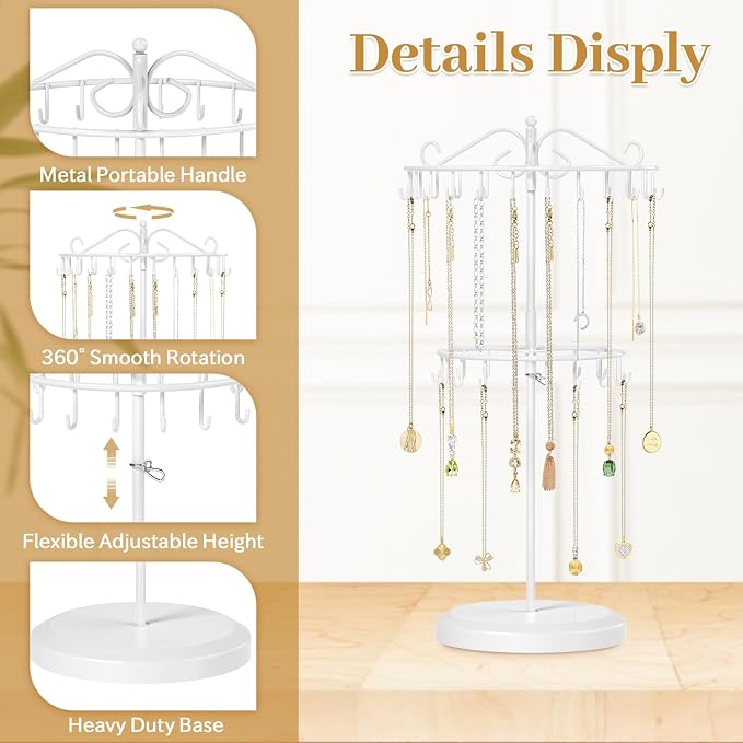 MODOWEY Rotating Necklace Holder Organizer Display Stand - Image 5