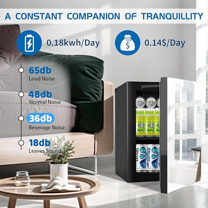 24 Cans/0.9 Cubic Feet Beverage Refrigerator Cooler and Skincare Mini Fridge - Image 3