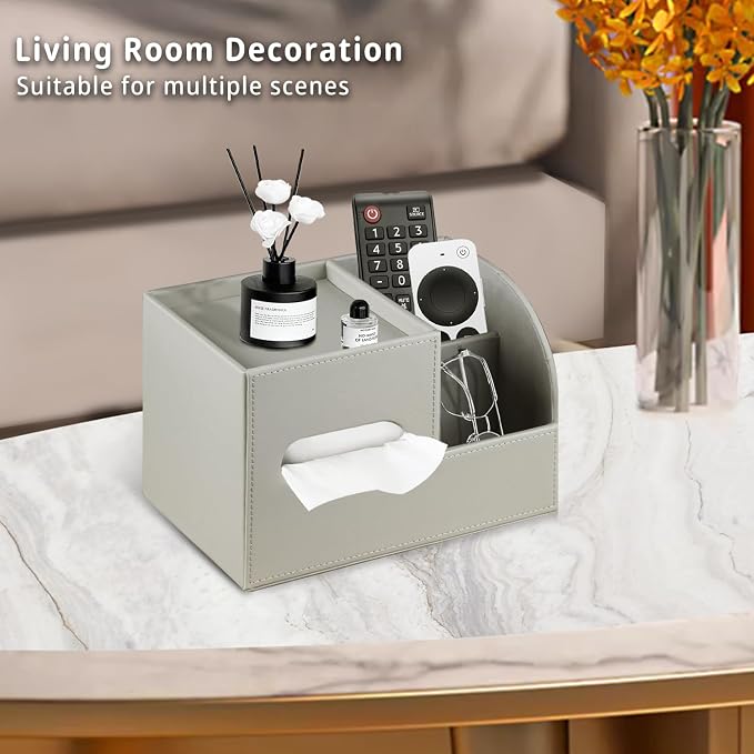 PU Leather Tissue Box Cover Square, Tissue Box Holder Organizer - Image 6