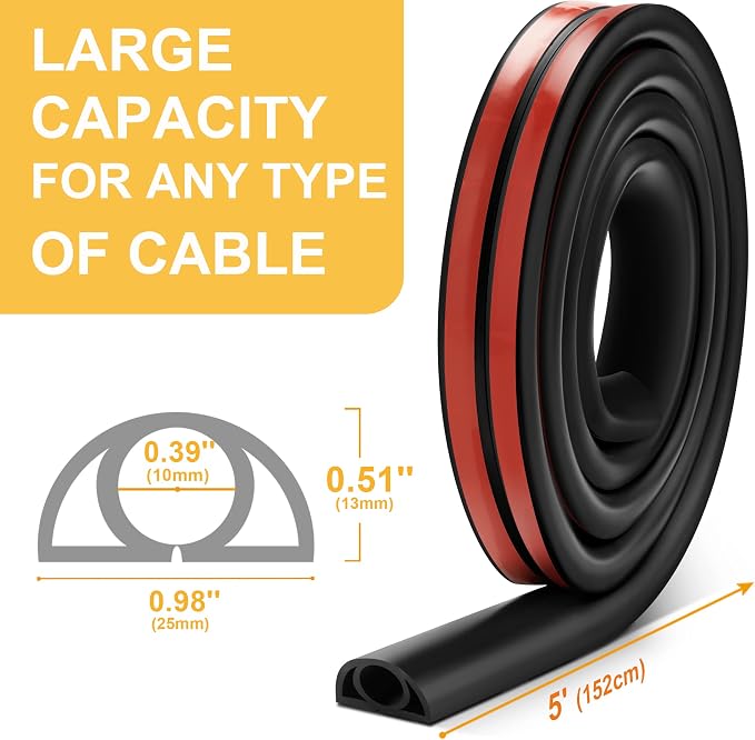 5ft Cord Cover Floor for Extension Cords, Floor Cable Cover, Self-adhesive Wire - Image 6