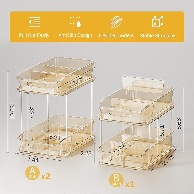 Delamu 2-Tier Under Sink Organizers and Storage, Pull Out Kitchen Pantry - Image 5