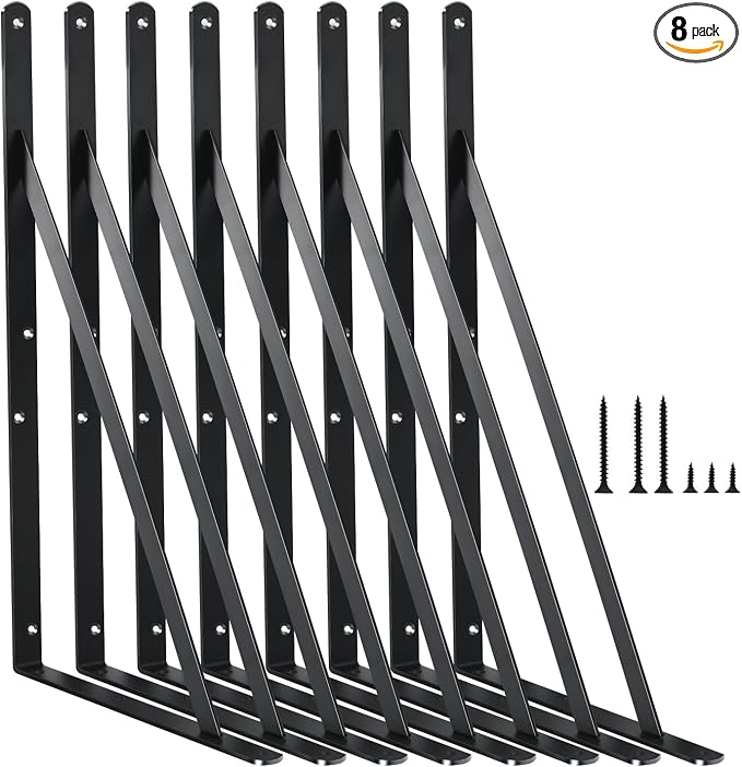 8 Pack L18 x H 12" Black Heavy Duty Shelf Brackets by MHMYDZ