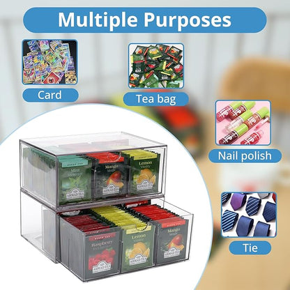 CLUQMEIK 2 Large Acrylic Tea Bag Organizer, 9 Grids Tea Organizers and Storage - Image 6