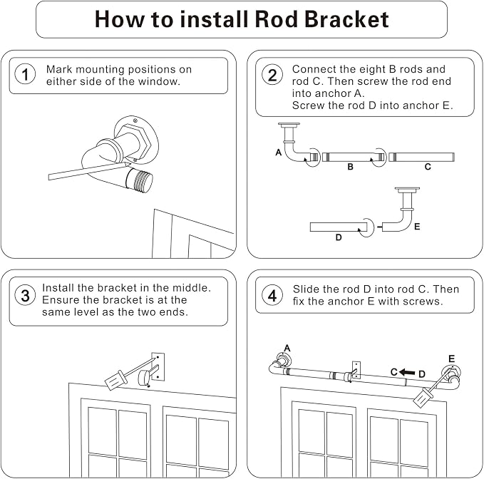 Byondeth Curtain Rods for Windows 16 to 88 Inches Adjustable Blackout Wrap - Image 7