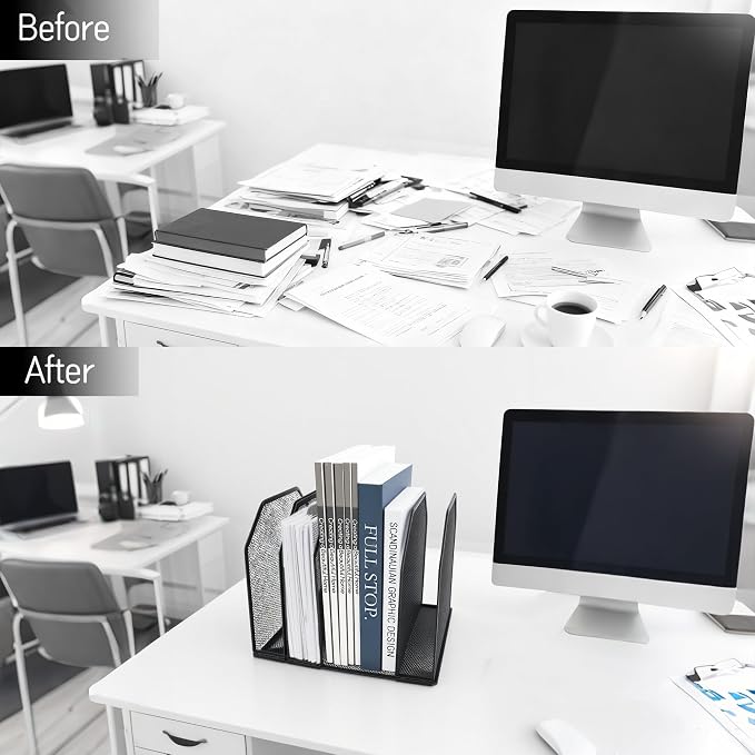 Adjustable Desk File Organizer, Detachable Office Folder Organizer, Compact - Image 8
