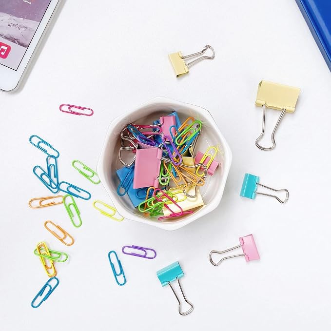 Ceramic Paper Clip Holder Gold Line Paper Clip Dispenser Organizer - Image 6