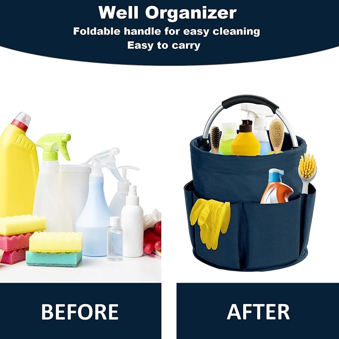 17L Cleaning Caddy with Handle, Cleaning Supplies Organizer, Foldable Storage - Image 3