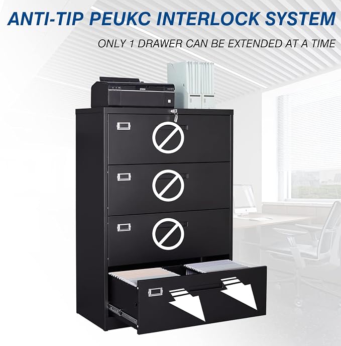 4 Drawer File Cabinet, Lateral Filing Cabinets - Image 4