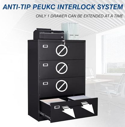4 Drawer File Cabinet, Lateral Filing Cabinets - Image 4