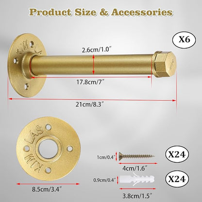 BTSKY 6 Pack Clothes Rack with Screws, 8 Inch Metal Industrial Pipe Clothes Bars - Image 3