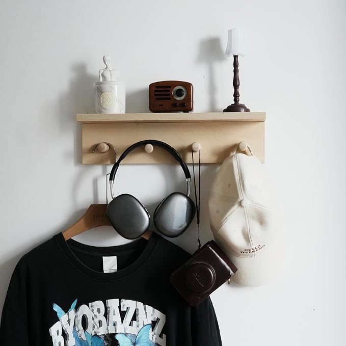 Entrance Coat Rack ，Coat Hooks, Wall-Mounted Wooden Hook Rack, Wall-Mounted - Image 2