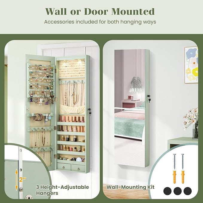 Giantex Wall Door Mounted Jewelry Armoire Cabinet - Image 3