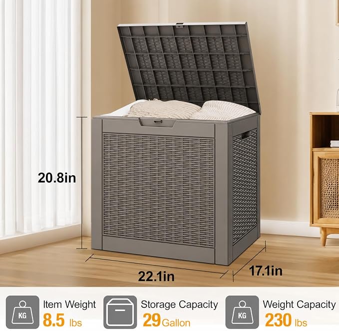 KAMABOKO 29 Gallon Outdoor Storage Box, Resin Deck Boxes Indoor and outdoor - Image 2