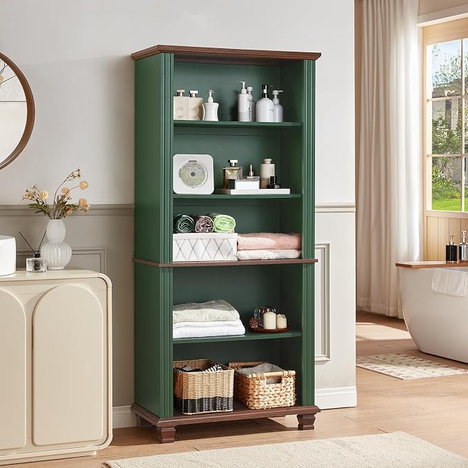 70" Tall Green Bookshelf, 5 Tier Wooden Book Shelf - Image 7