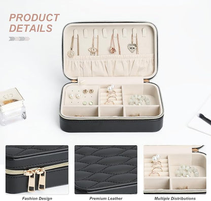 Portable Jewelry Organizer for Travel Compact Leather Jewelry Box - Image 5