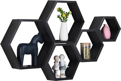 Hexagon Shelves, Floating Wall Shelf, Honeycomb Octagon Cube Shelves Wood | by PHOENANCEE