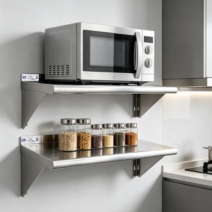 Hally Stainless Steel Shelf Wall Mounted Metal Shelf Wall Shelf 12 x 36 NSF - Image 2
