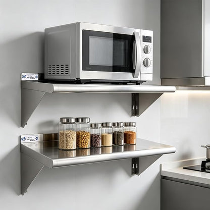 Hally Stainless Steel Shelf Wall Mounted Metal Shelf Wall Shelf 12 x 36 NSF - Image 2