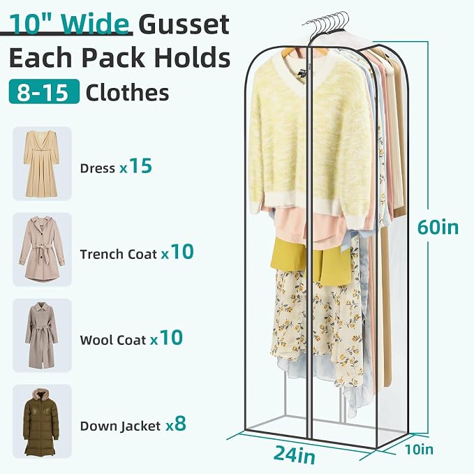 LANDNEOO 6 Pack Clear Garment Bags - Image 2