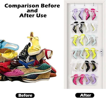 24-Pocket Over-The-Door Shoe Organiser, Folding Hanging Organiser - Image 3
