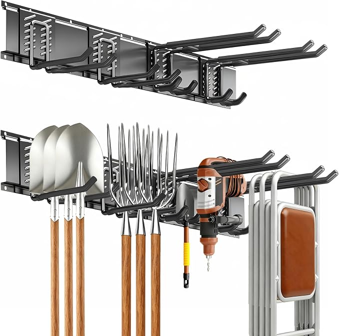 Garage Tool Organizer Wall Mount, 32inch Heavy-Duty Garage Storage System and by Unknown