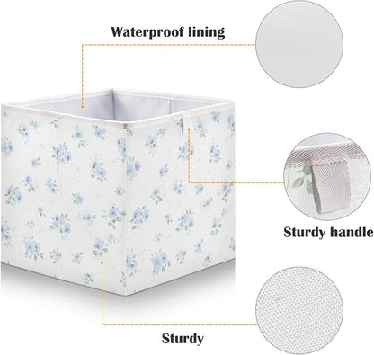 Blue Small Floral Pattern Closet Organizers Storage Cubes Storage Bins Shelf - Image 4