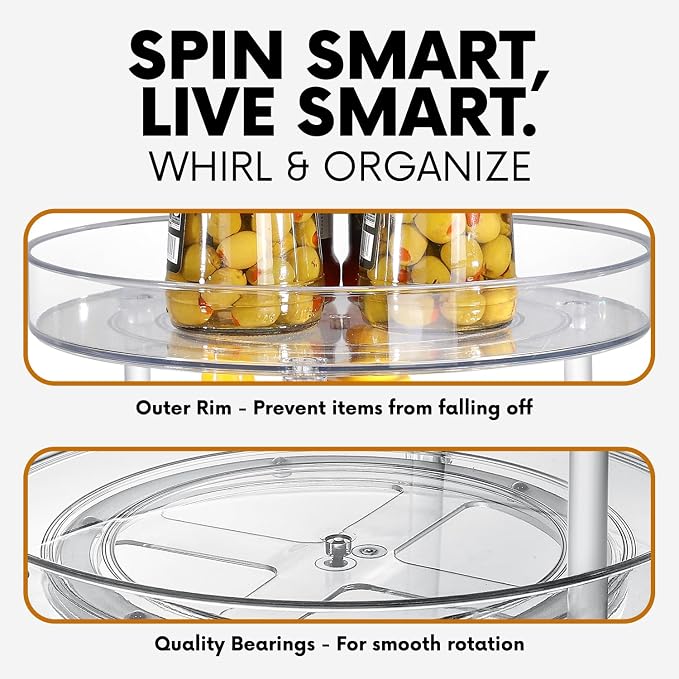 Clear Lazy Susan Turntable Organizer, Rotating Spice Rack Kitchen Pantry - Image 6