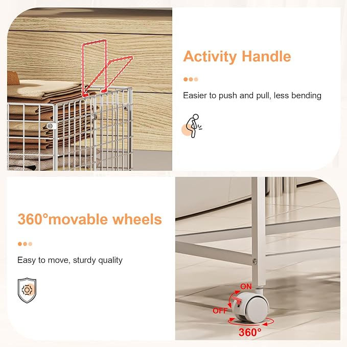 Large Rolling Laundry Basket Cart, Wire Laundry Hamper Cart - Image 3