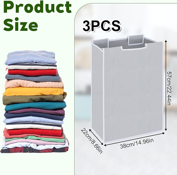 3 Pcs Large Laundry Sorter Replacement Bags, Hamper Cart Removable Replacement - Image 2