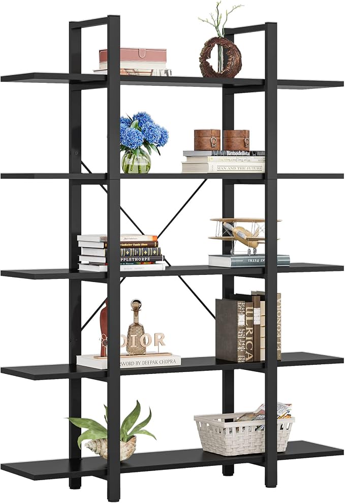 Tribesigns 5-Tier Bookshelf, Vintage Industrial Style Bookcase 72 H x 12 W x - Image 7