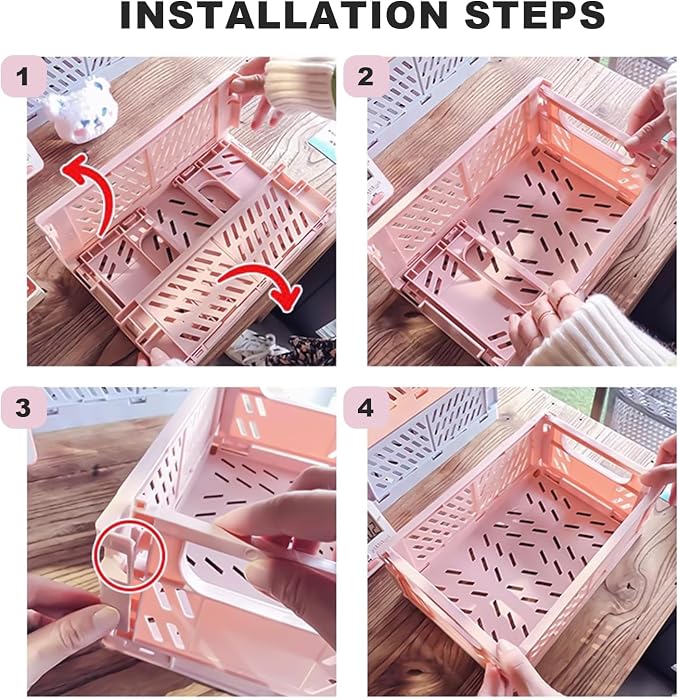 Small Pastel Plastic Storage Bins 2Pcs Foldable Pastel Crates Plastic Basket - Image 7