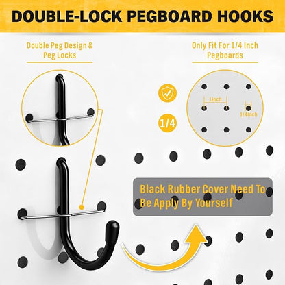 ELEAD 286-Piece Extra Thick Pegboard Hooks Set, 1/4" Heavy Duty Black Peg Board - Image 6