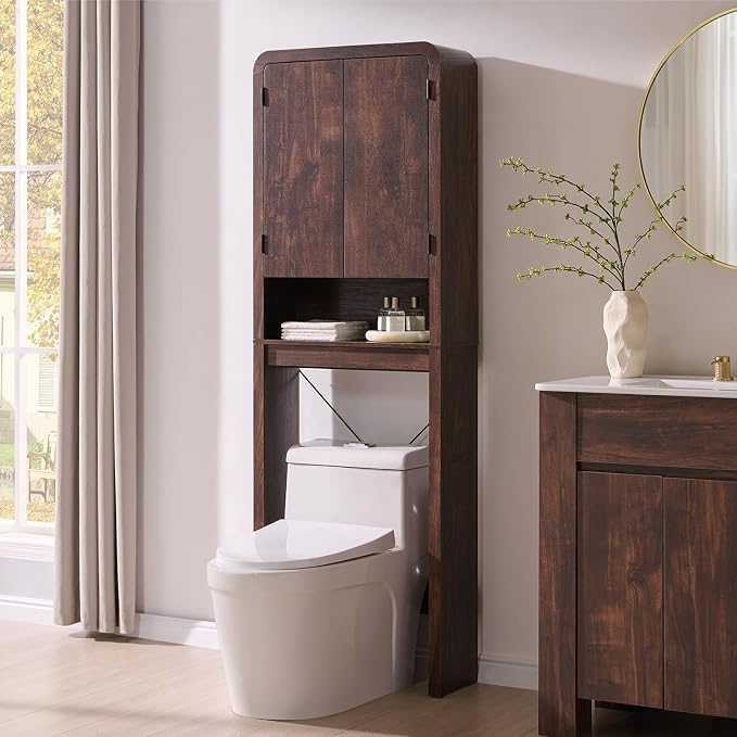 Over the Toilet Storage Cabinet, 69.69" Curved Bathroom Storage Organizer by ALLTUFOYourDailyEssential