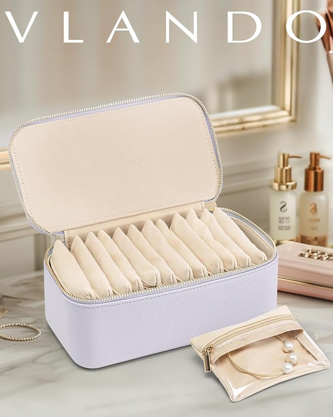 Vlando Jewelry Box with 12 Velvet Jewelry Bags Travel Jewelry Case - Image 5