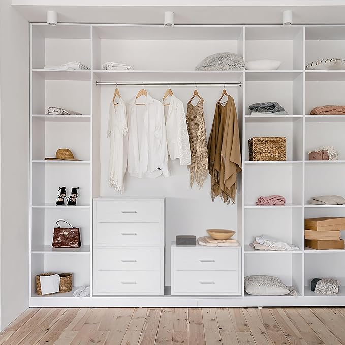 BOLUO Stackable Storage Drawers Closet Organizers and Storage Fabric White 2 - Image 2