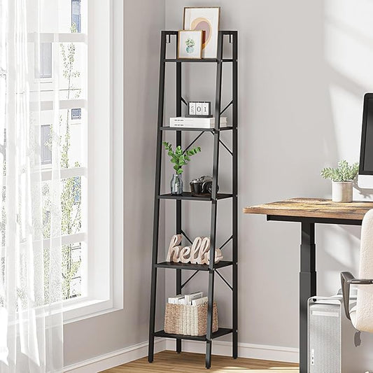 Hzuaneri Ladder Shelf, Freestanding Corner Storage Shelf | Bookcase by Hzuaneri