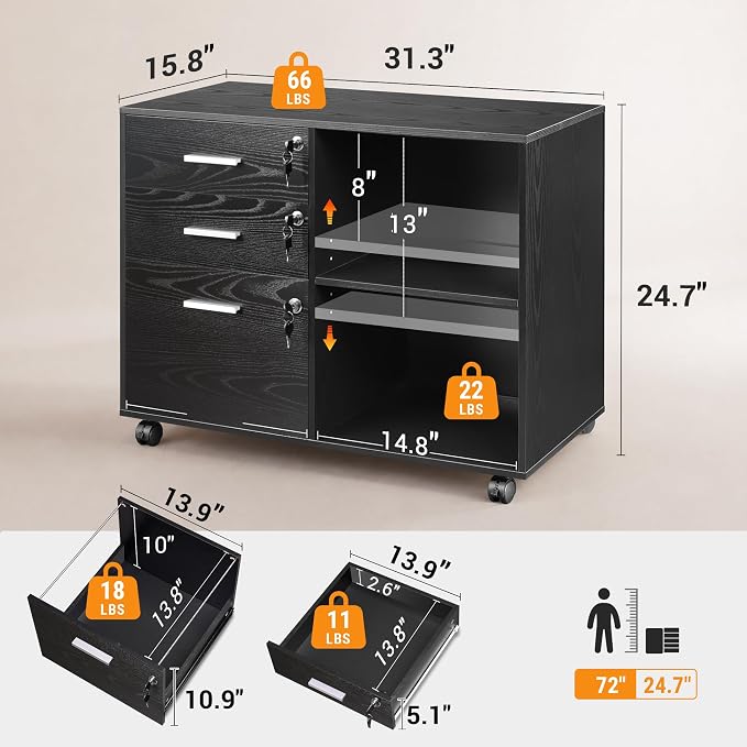 DEVAISE 3-Drawer File Cabinet - Image 2
