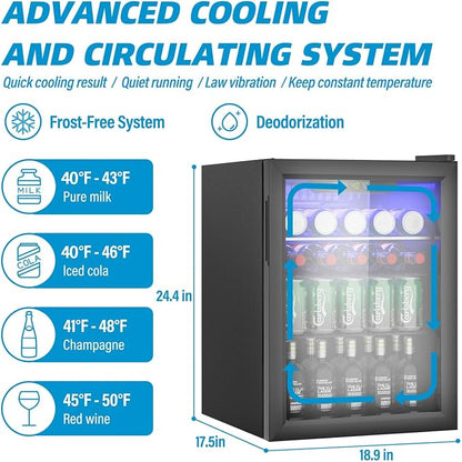 Compact Beverage Refrigerator, 95 Can/2.6 Cubic Feet Fridge - Image 3