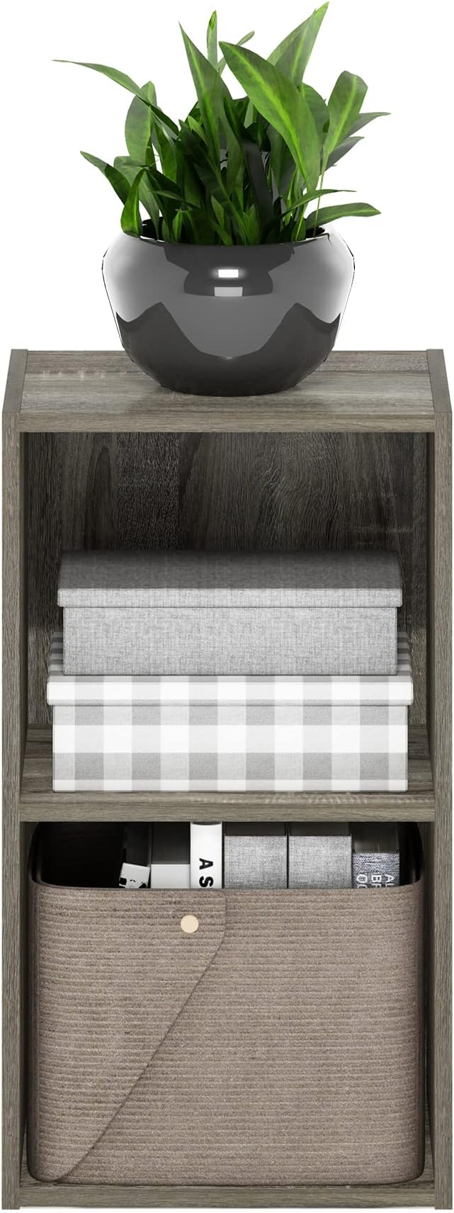Furinno PASIR Book Shelf, 2-Tier Modern Bookshelf, Open Shelves Cube Bookcase - Image 4