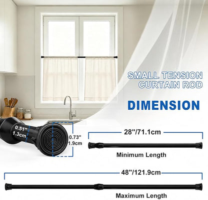 2 Pack Small Tension Curtain Rod, Short Adjustable Extendable | Spring Loaded - Image 4
