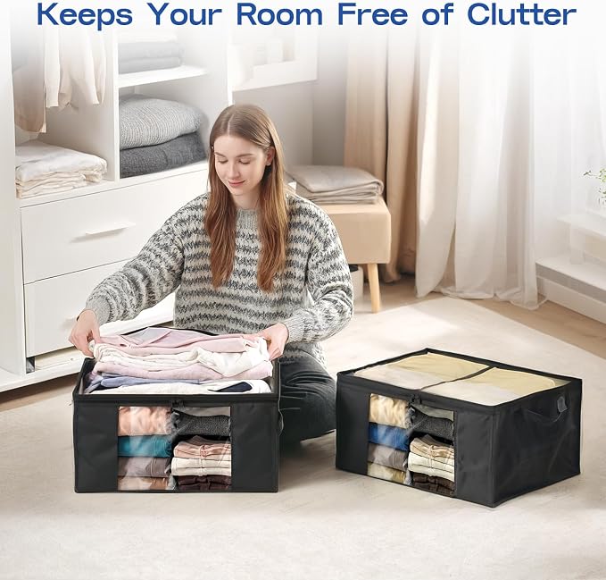 Hopack Clothes Storage Bags, Foldable Thick Fabric Blanket Storage Bags - Image 4