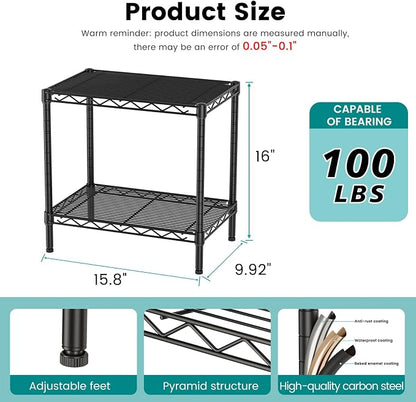 SINGAYE Bookshelf Shelves Bookcase Shelf 2 Tier Wire Shelving Adjustable | - Image 3