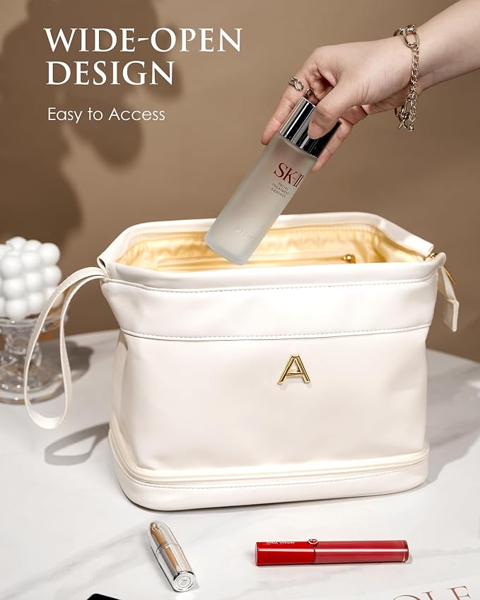 Women Birthday Gifts, Initial Large Makeup Bag, College Essentials - Image 3