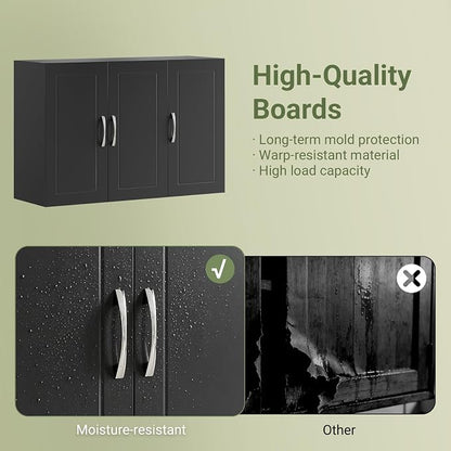 SoBuy Bathroom Wall Cabinet, Large 3-Door, 23.6 x 11.8 x 35.4 in, Large Hidden - Image 4